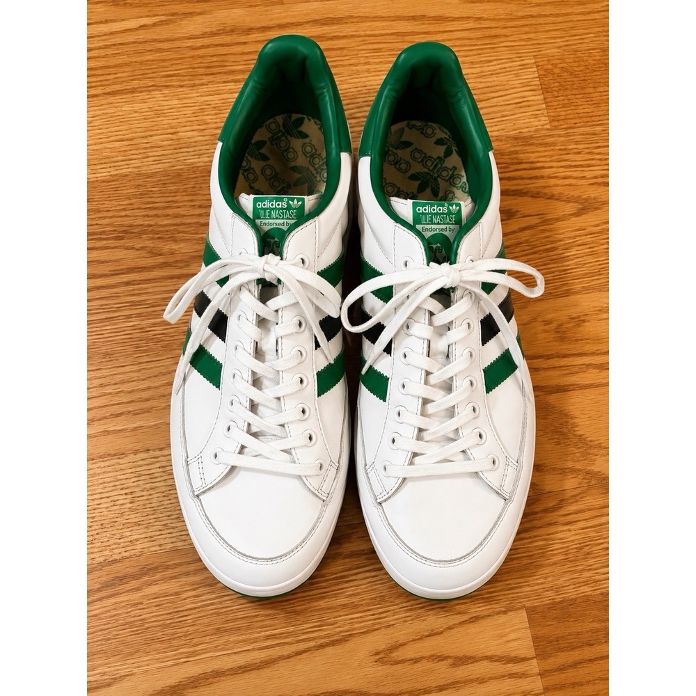 Adidas Ilie Nastase 519076 White Green Leather Tennis Shoes Men's 11 Rare 2007 - Picture 2 of 6